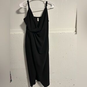 Missufe Elegant Black Draped crossbody Women's Dress